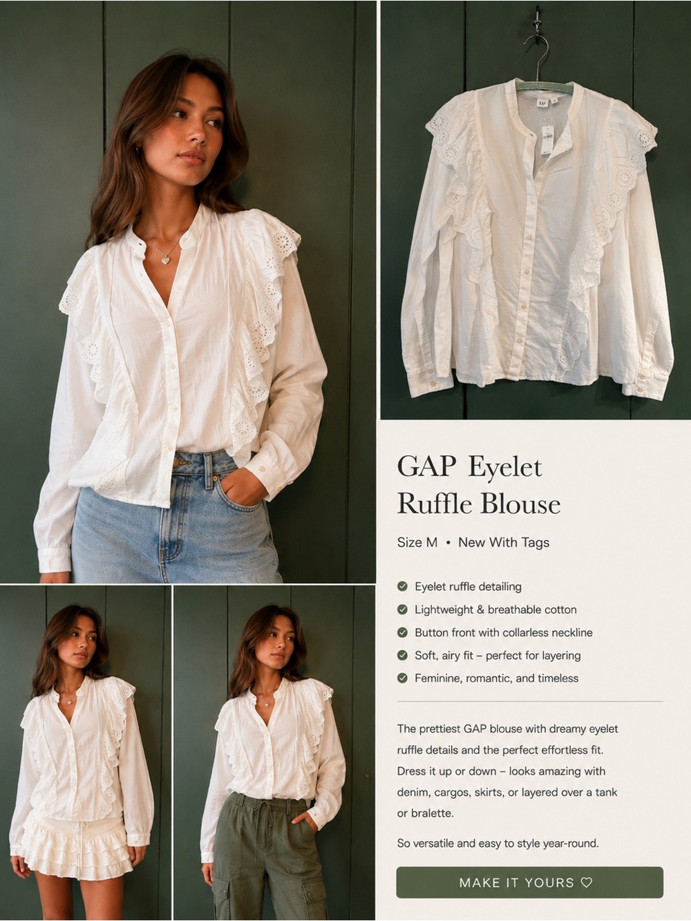 Gap white ruffle top